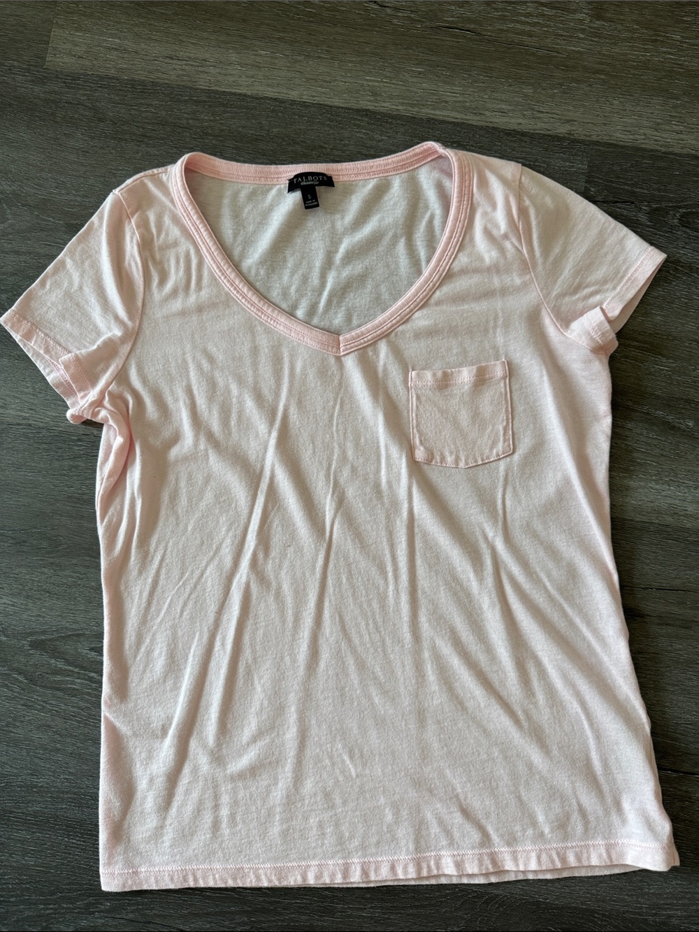 Talbots Pale Pink V-Neck Pocket Tee